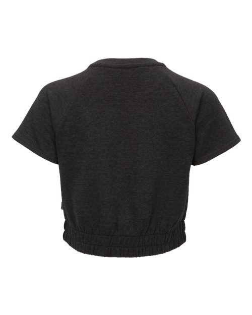 Women's French Terry Short Sleeve Cropped Crewneck Sweatshirt - Charcoal Heather