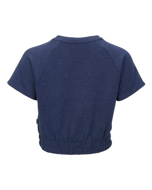 Women's French Terry Short Sleeve Cropped Crewneck Sweatshirt - Navy Heather