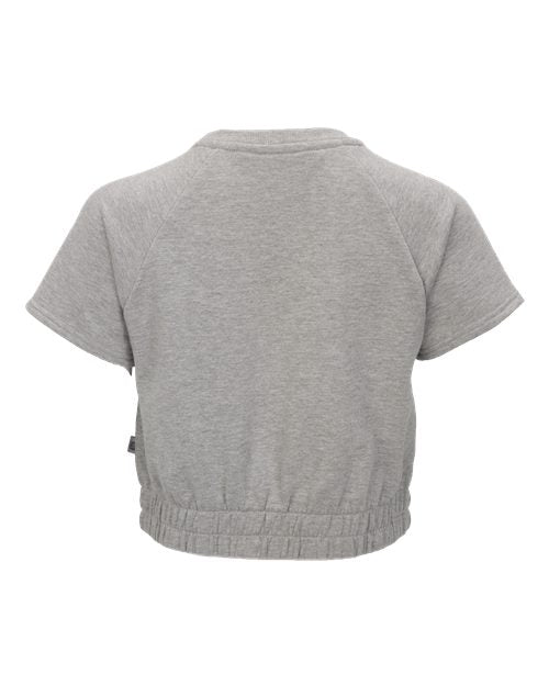 Women's French Terry Short Sleeve Cropped Crewneck Sweatshirt - Oxford Heather