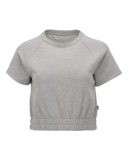 Women's French Terry Short Sleeve Cropped Crewneck Sweatshirt - Oxford Heather