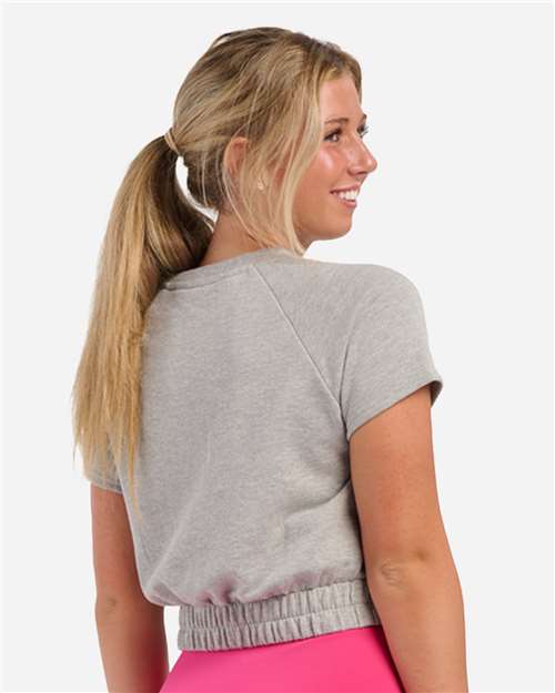 Women's French Terry Short Sleeve Cropped Crewneck Sweatshirt - Oxford Heather