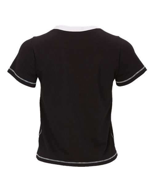 Women's Contrast Stitch Baby Tee - Black