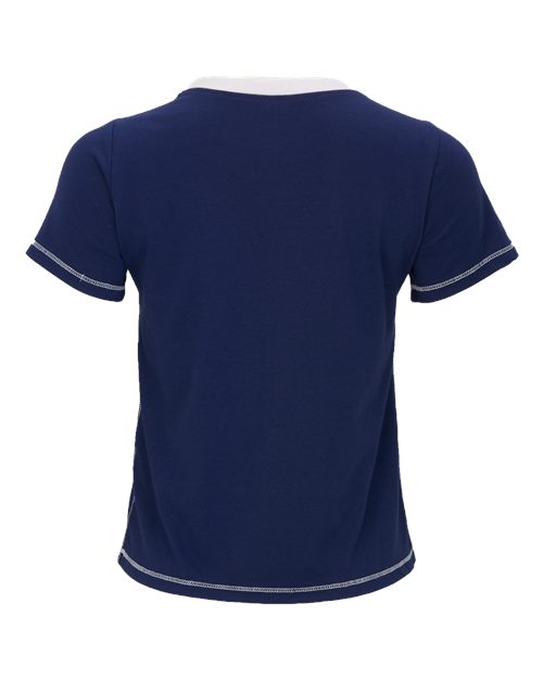 Women's Contrast Stitch Baby Tee - Navy