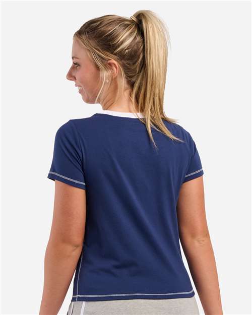 Women's Contrast Stitch Baby Tee - Navy