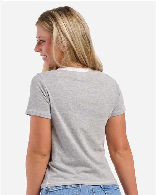 Women's Contrast Stitch Baby Tee - Oxford Heather