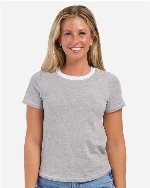 Women's Contrast Stitch Baby Tee - Oxford Heather