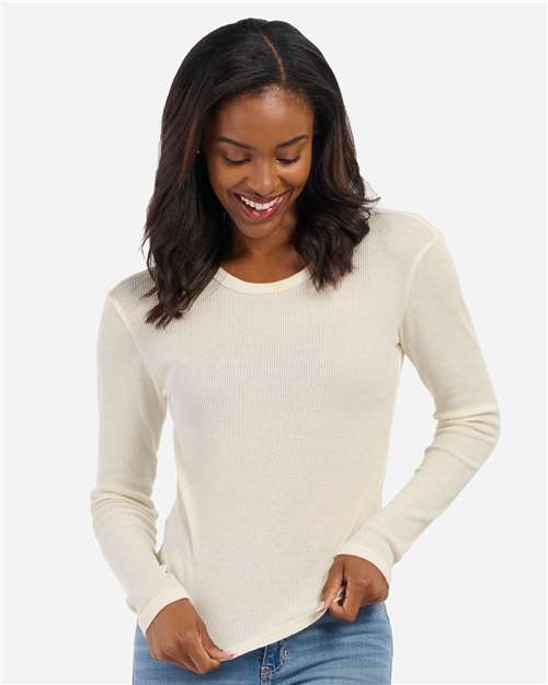 Women's Waffle Knit Baby Long Sleeve T-Shirt - Natural