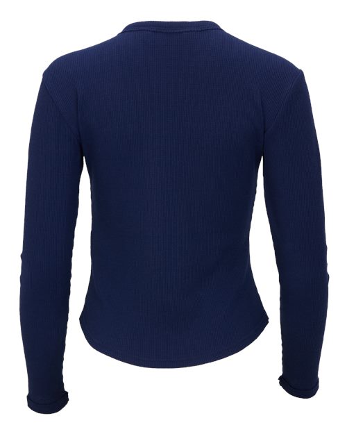 Women's Waffle Knit Baby Long Sleeve T-Shirt - Navy