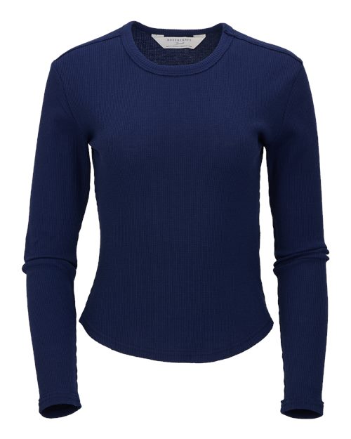 Women's Waffle Knit Baby Long Sleeve T-Shirt - Navy