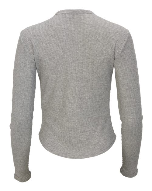Women's Waffle Knit Baby Long Sleeve T-Shirt - Oxford Heather
