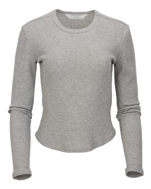 Women's Waffle Knit Baby Long Sleeve T-Shirt - Oxford Heather