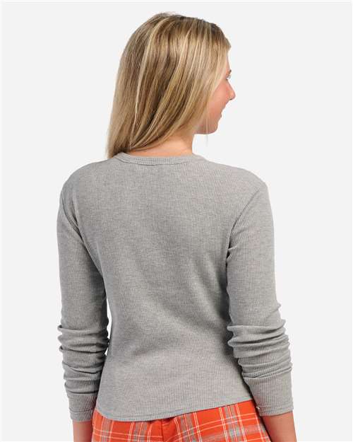 Women's Waffle Knit Baby Long Sleeve T-Shirt - Oxford Heather