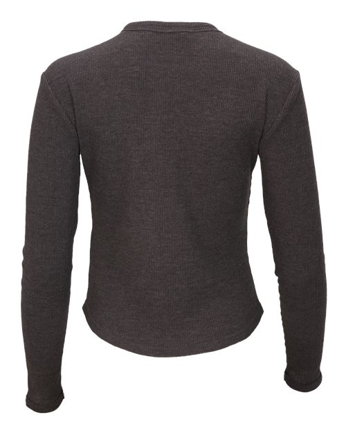 Women's Waffle Knit Baby Long Sleeve T-Shirt - Charcoal Heather