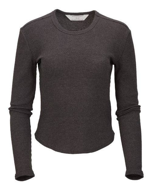 Women's Waffle Knit Baby Long Sleeve T-Shirt - Charcoal Heather