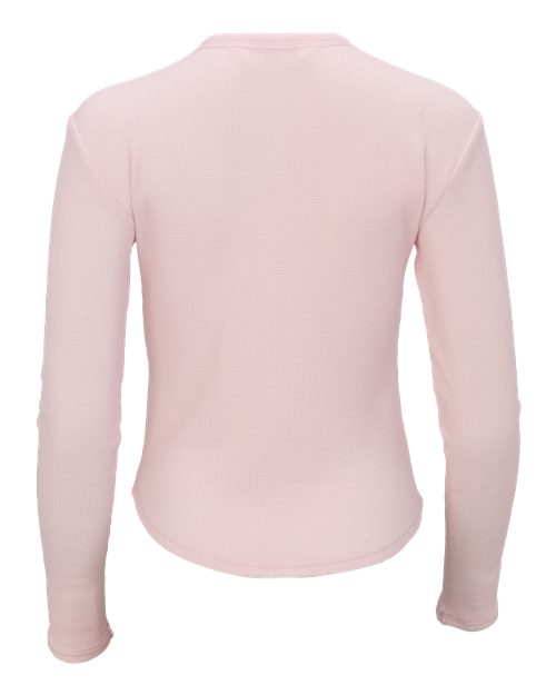 Women's Waffle Knit Baby Long Sleeve T-Shirt - Pink Serenity