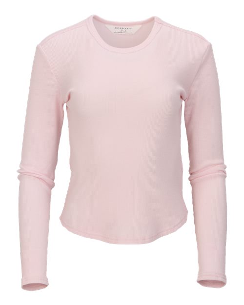 Women's Waffle Knit Baby Long Sleeve T-Shirt - Pink Serenity