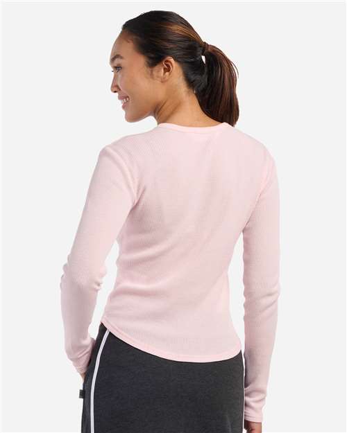 Women's Waffle Knit Baby Long Sleeve T-Shirt - Pink Serenity