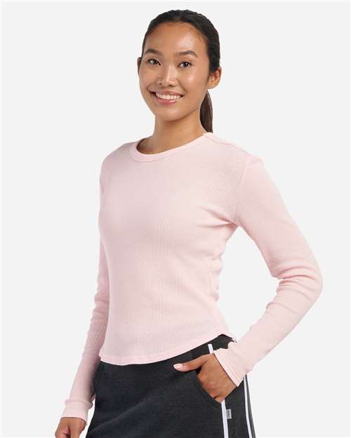 Women's Waffle Knit Baby Long Sleeve T-Shirt - Pink Serenity