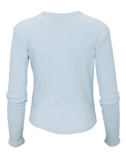 Women's Waffle Knit Baby Long Sleeve T-Shirt - Sky Blue