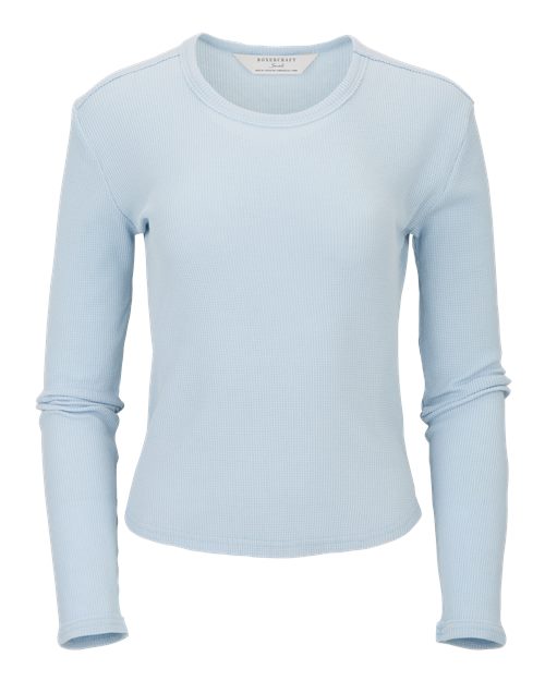 Women's Waffle Knit Baby Long Sleeve T-Shirt - Sky Blue