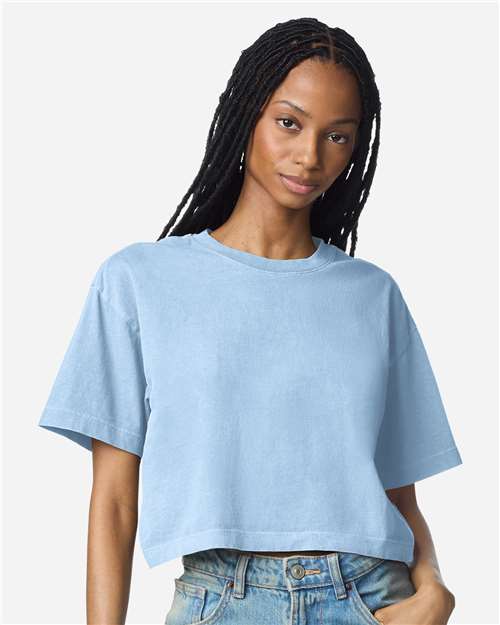 Women's Garment-Dyed Heavyweight Cropped Tee - Faded Powder Blue