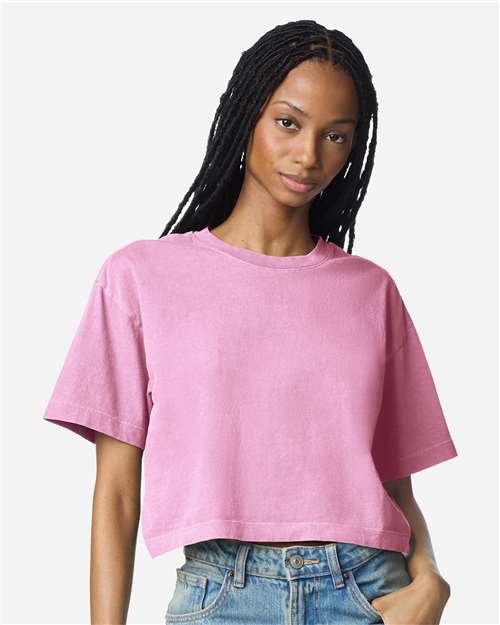 Women's Garment-Dyed Heavyweight Cropped Tee - Faded Powder Pink