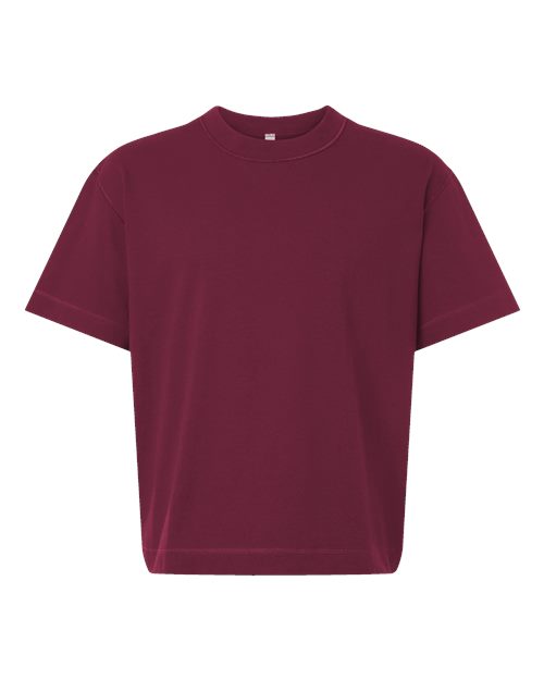 Unisex Heavyweight Cotton Mid-Length Tee - Burgundy