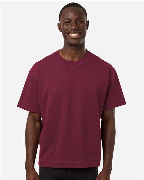 Unisex Heavyweight Cotton Mid-Length Tee - Burgundy