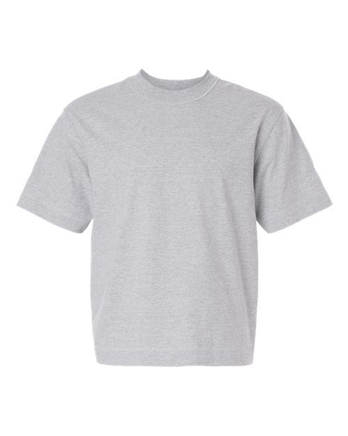 Unisex Heavyweight Cotton Mid-Length Tee - Heather Grey