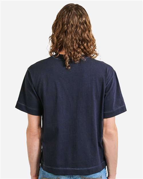 Unisex Heavyweight Cotton Mid-Length Tee - Navy