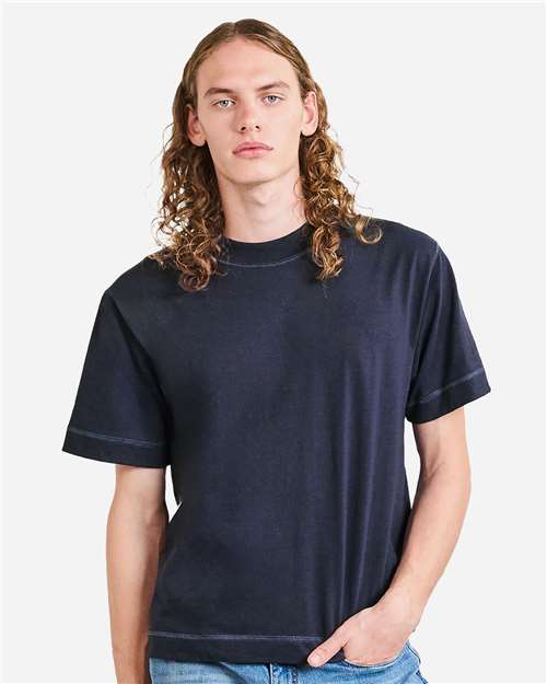 Unisex Heavyweight Cotton Mid-Length Tee - Navy
