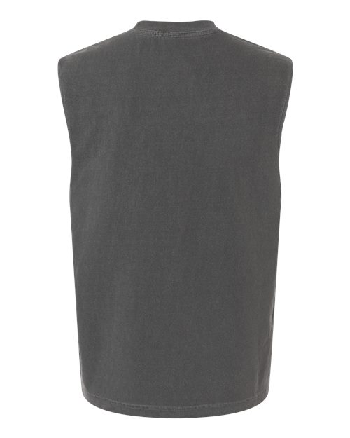 Unisex Heavyweight Cotton Garment-Dyed Mid-Length Muscle Tee - Faded Black