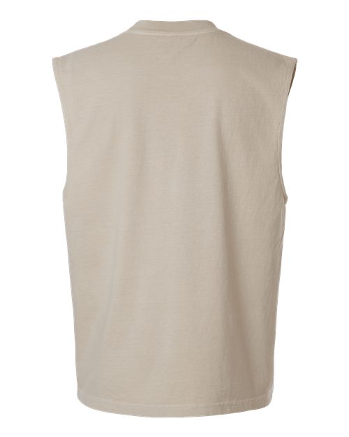 Unisex Heavyweight Cotton Garment-Dyed Mid-Length Muscle Tee - Faded Bone
