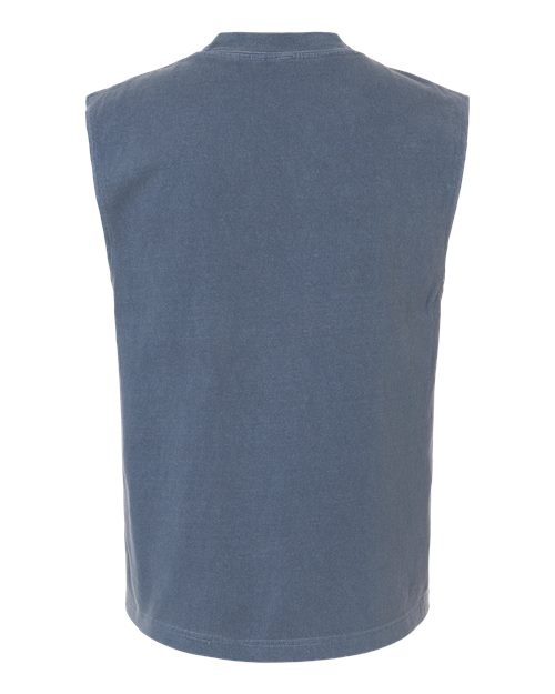 Unisex Heavyweight Cotton Garment-Dyed Mid-Length Muscle Tee - Faded Navy