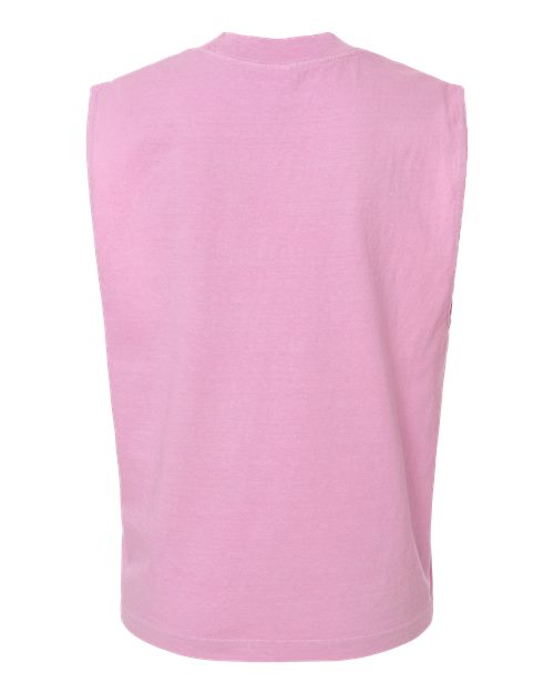 Unisex Heavyweight Cotton Garment-Dyed Mid-Length Muscle Tee - Faded Powder Pink