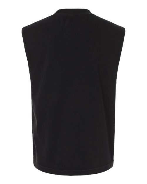 Unisex Heavyweight Cotton Garment-Dyed Mid-Length Muscle Tee - True Black