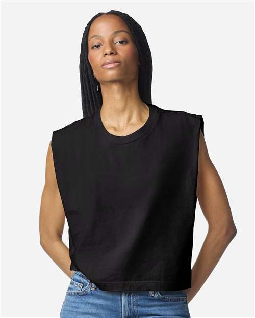 Women's Garment-Dyed Heavyweight Muscle Tee - True Black