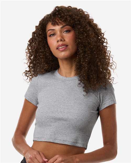 Women's Baby Rib Cropped Tee - Heather Grey