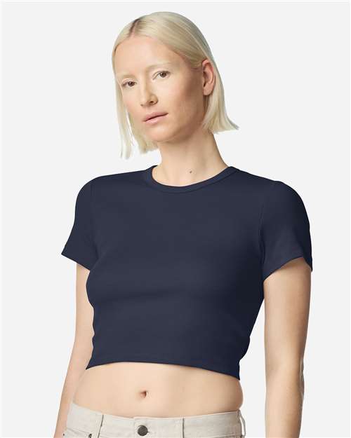 Women's Baby Rib Cropped Tee - Navy