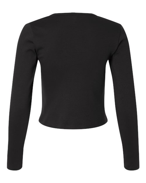 Women's Baby Rib Long Sleeve Cropped Tee - Black