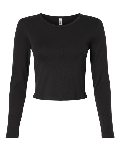 Women's Baby Rib Long Sleeve Cropped Tee - Black