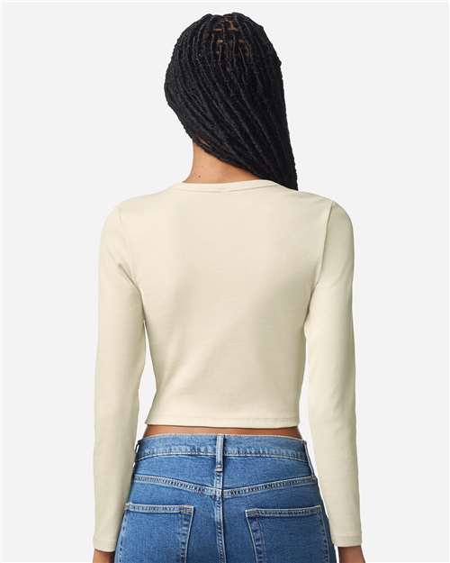 Women's Baby Rib Long Sleeve Cropped Tee - Bone