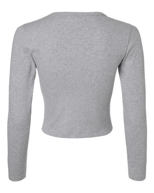 Women's Baby Rib Long Sleeve Cropped Tee - Heather Grey
