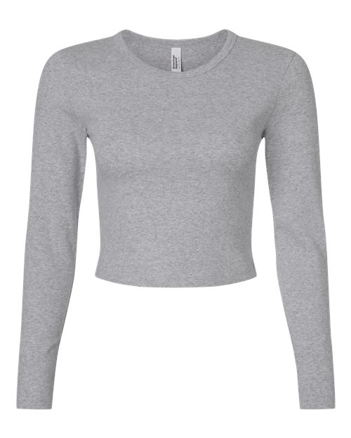 Women's Baby Rib Long Sleeve Cropped Tee - Heather Grey