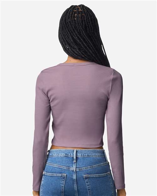 Women's Baby Rib Long Sleeve Cropped Tee - Smokey Violet