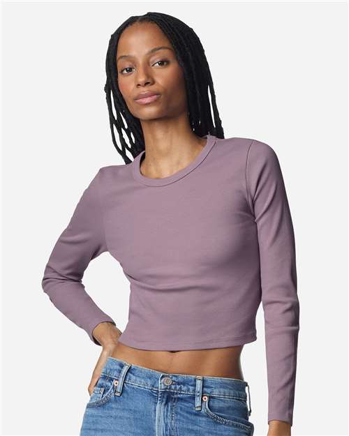 Women's Baby Rib Long Sleeve Cropped Tee - Smokey Violet