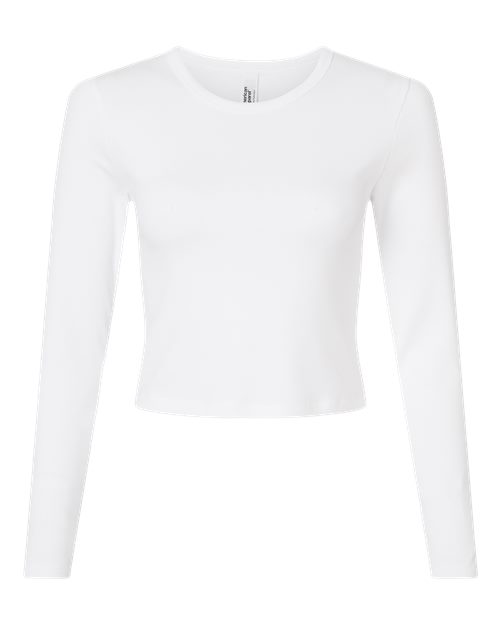 Women's Baby Rib Long Sleeve Cropped Tee - White