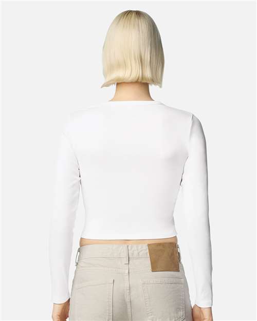 Women's Baby Rib Long Sleeve Cropped Tee - White