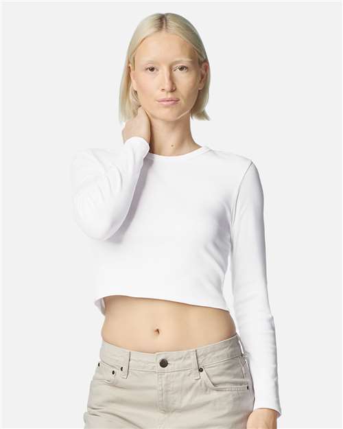 Women's Baby Rib Long Sleeve Cropped Tee - White