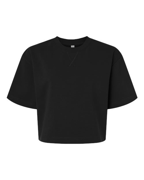 Women's French Terry Mid-Length Boxy Top - Black